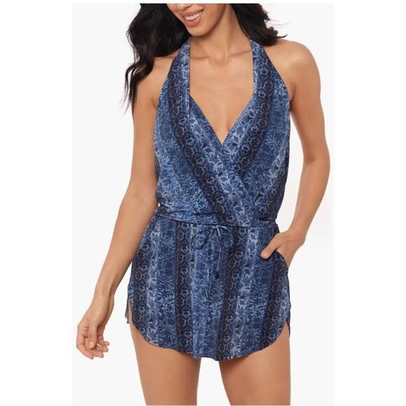 Miraclesuit Via Roma Ellie Skirted One-Piece Swimsuit Blue Size 10 - Picture 1 of 5